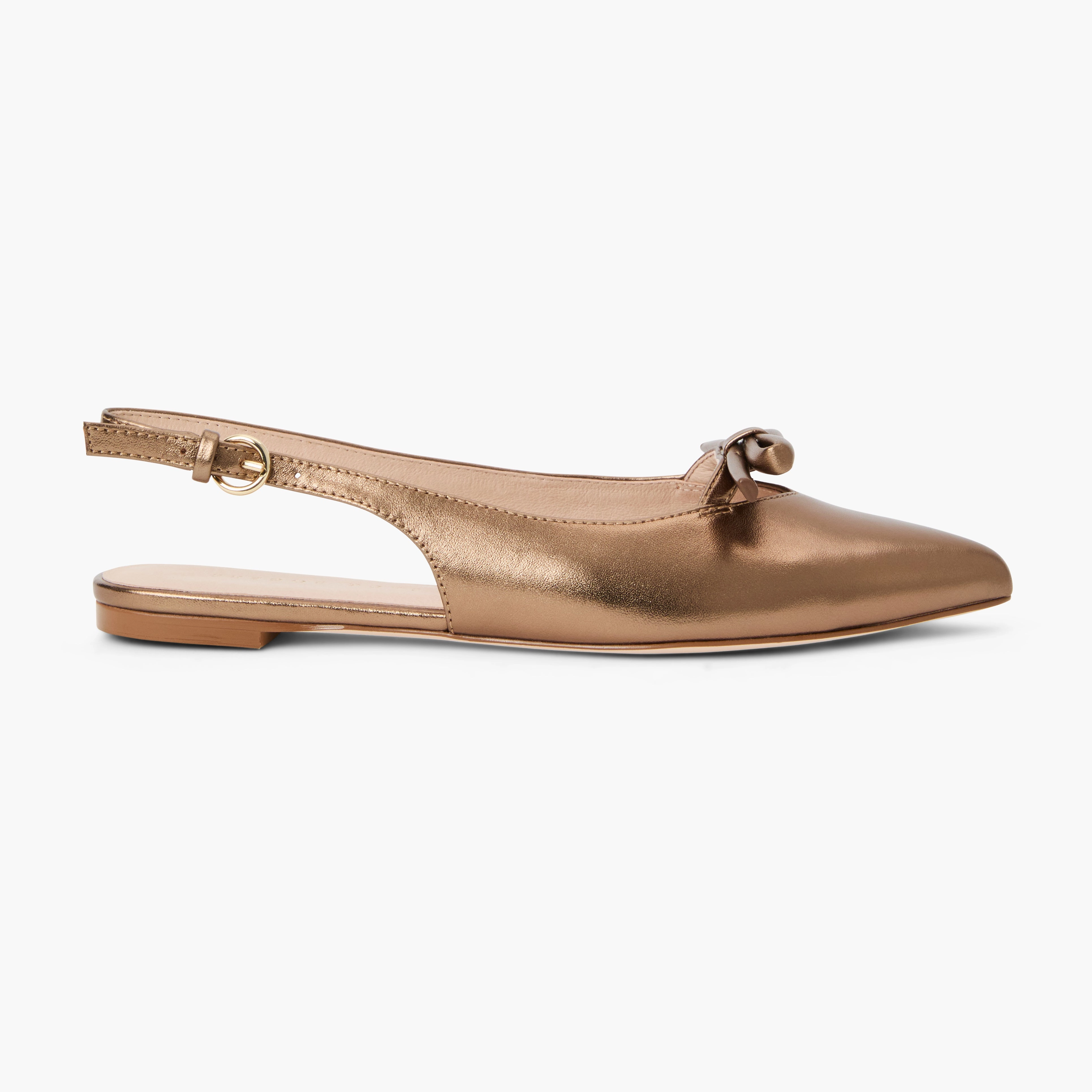 Lennox Leather Slingback Flat Comfort Upper Soft Padding