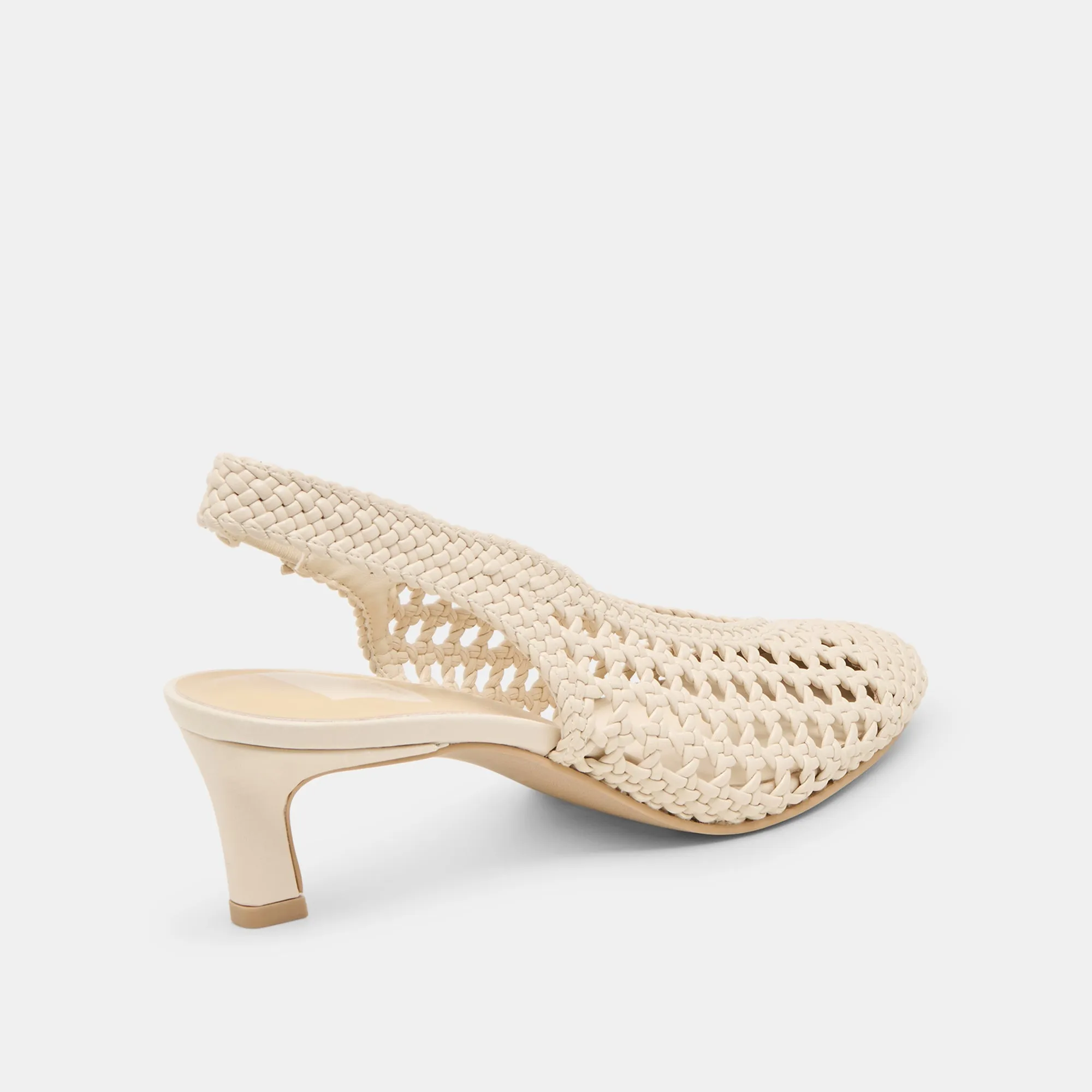 FAWNE HEELS CREME WOVEN STELLA Quick Glam Chunky Heel