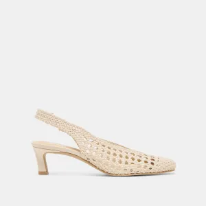 Sleek Comfort Red Heel FAWNE HEELS CREME WOVEN STELLA