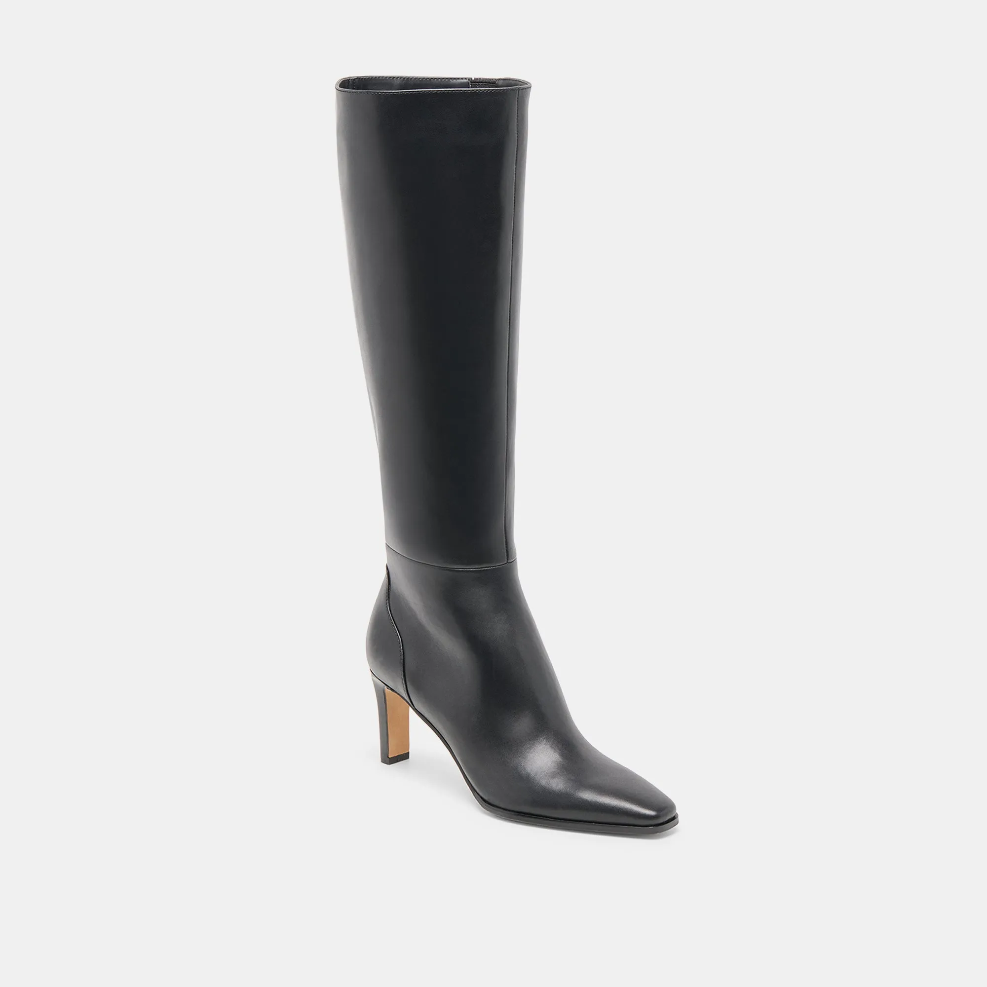 Chain Touch EMMI WIDE CALF BOOTS BLACK LEATHER