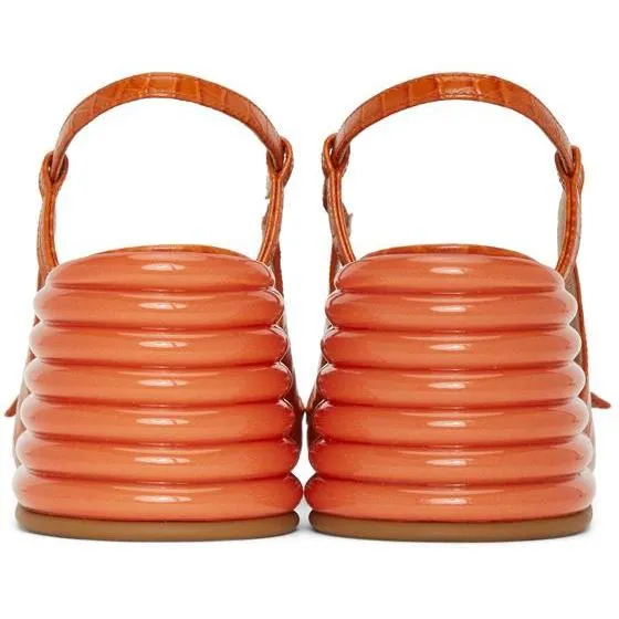 Fendi Orange Croc Slingback Heels