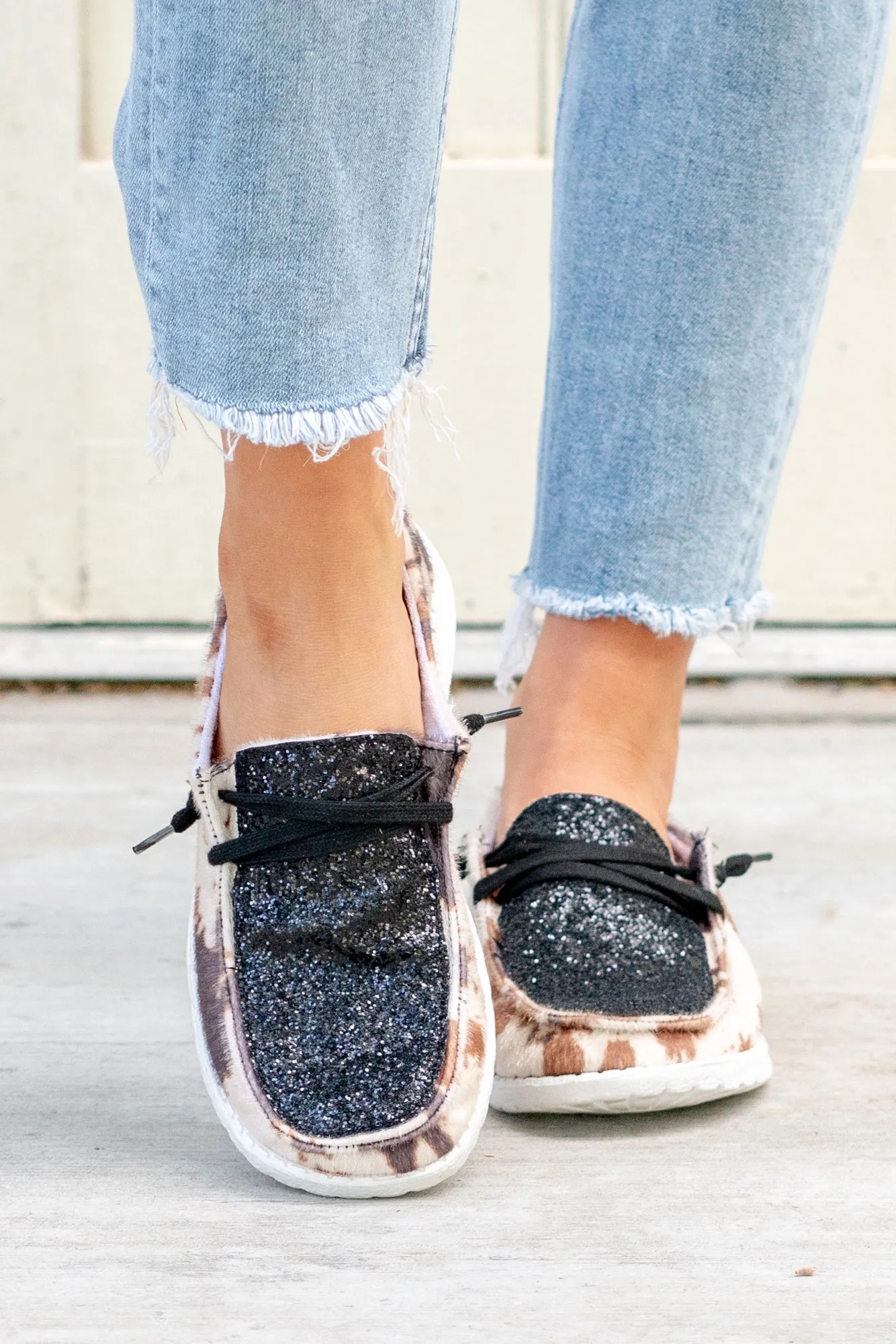 Fifer Glitterati Boat Shoes - Black