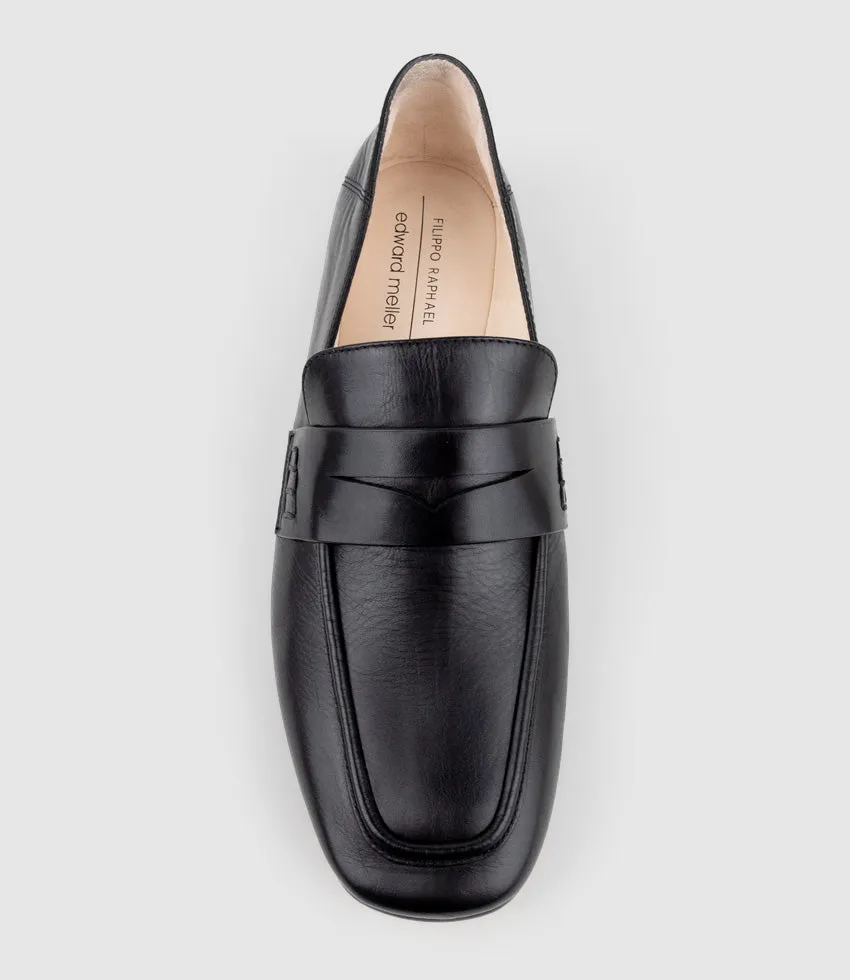 FINLAY Moccasin with Collapsible Back in Black Calf