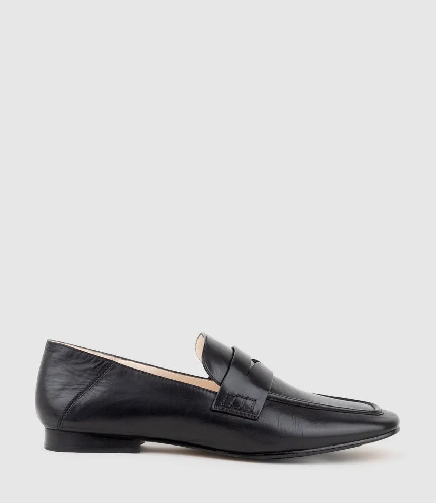 FINLAY Moccasin with Collapsible Back in Black Calf