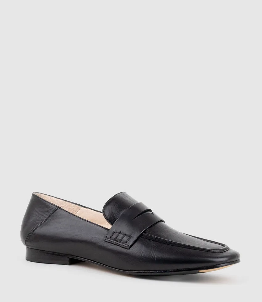 FINLAY Moccasin with Collapsible Back in Black Calf