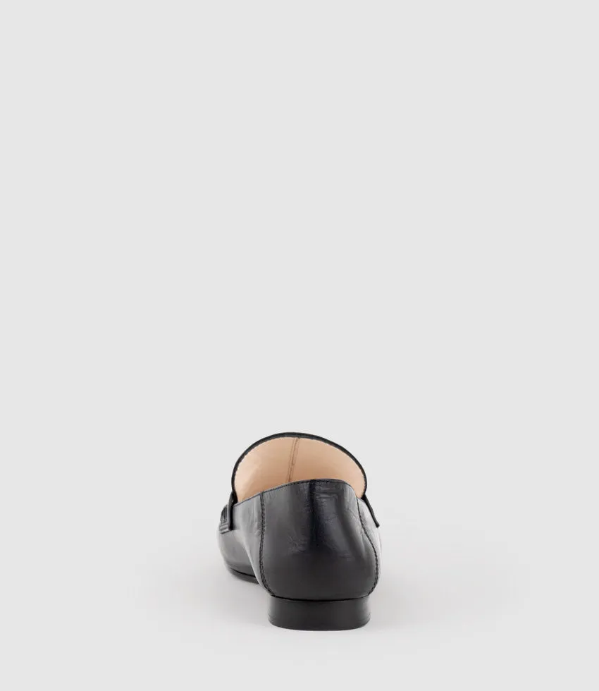 FINLAY Moccasin with Collapsible Back in Black Calf