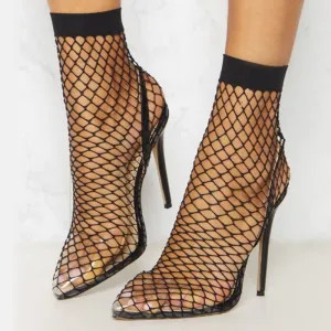 Fishnet Pointed Toe Heels