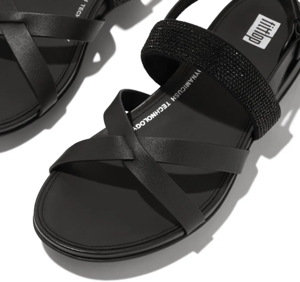 FitFlop Womens Gracie Crystal Embellished Leather Slingback Sandals