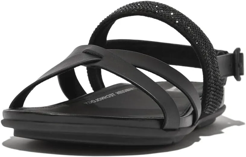 FitFlop Womens Gracie Crystal Embellished Leather Slingback Sandals