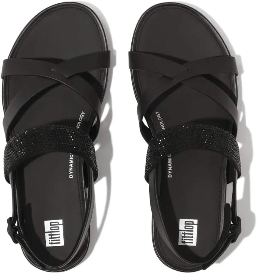 FitFlop Womens Gracie Crystal Embellished Leather Slingback Sandals