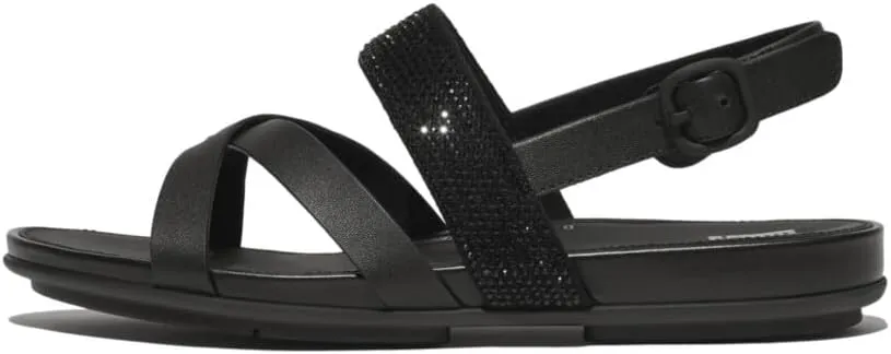 FitFlop Womens Gracie Crystal Embellished Leather Slingback Sandals