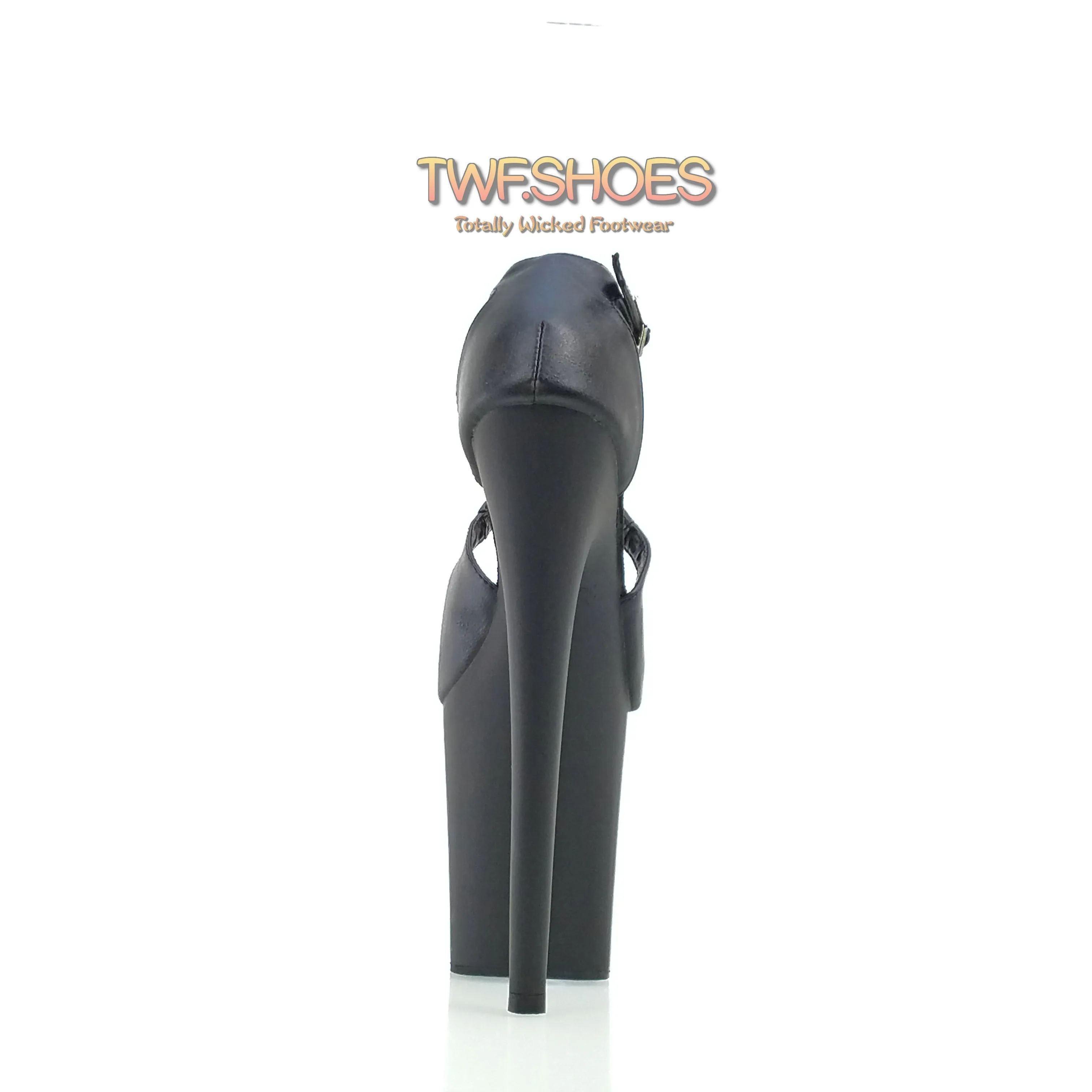 Flamingo 821 Black Matte Leatherette Cross Strap - 8" High Heel Shoes