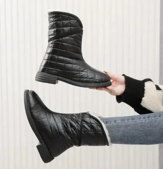 Flat Fashion Warm Plush Velvet Cotton Winter Short Snow Boot