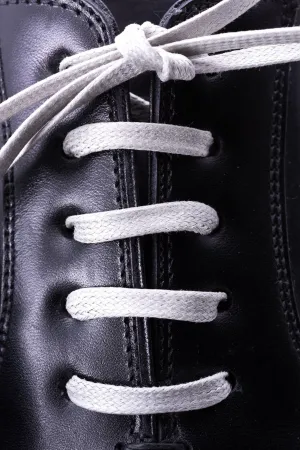 Flat Light Gray Waxed Cotton Shoelaces