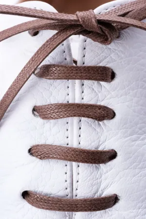 Flat Mid Brown Waxed Cotton Shoelaces