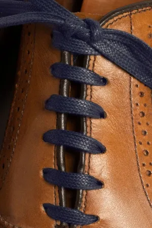 Flat Navy Waxed Cotton Shoelaces