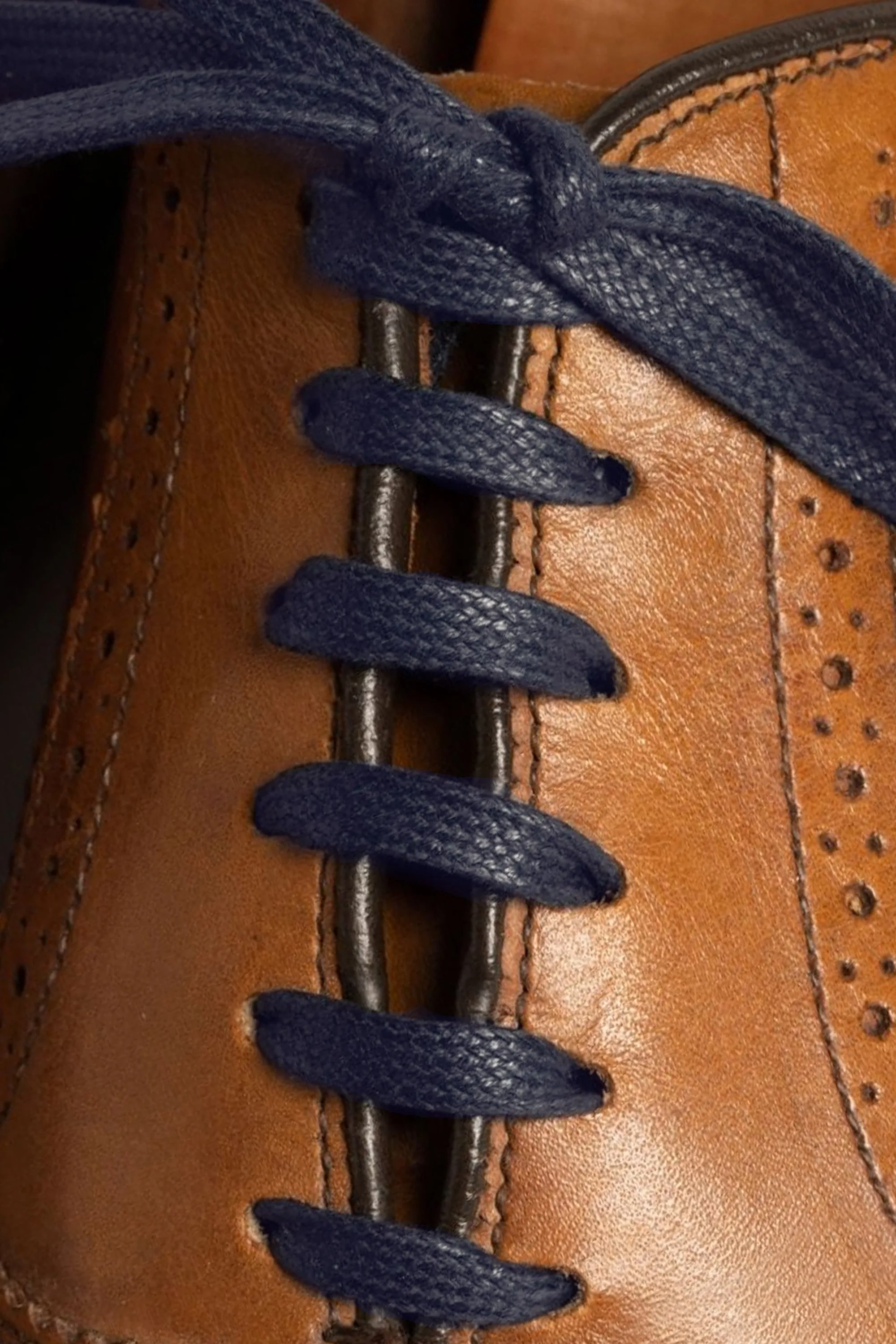 Flat Navy Waxed Cotton Shoelaces