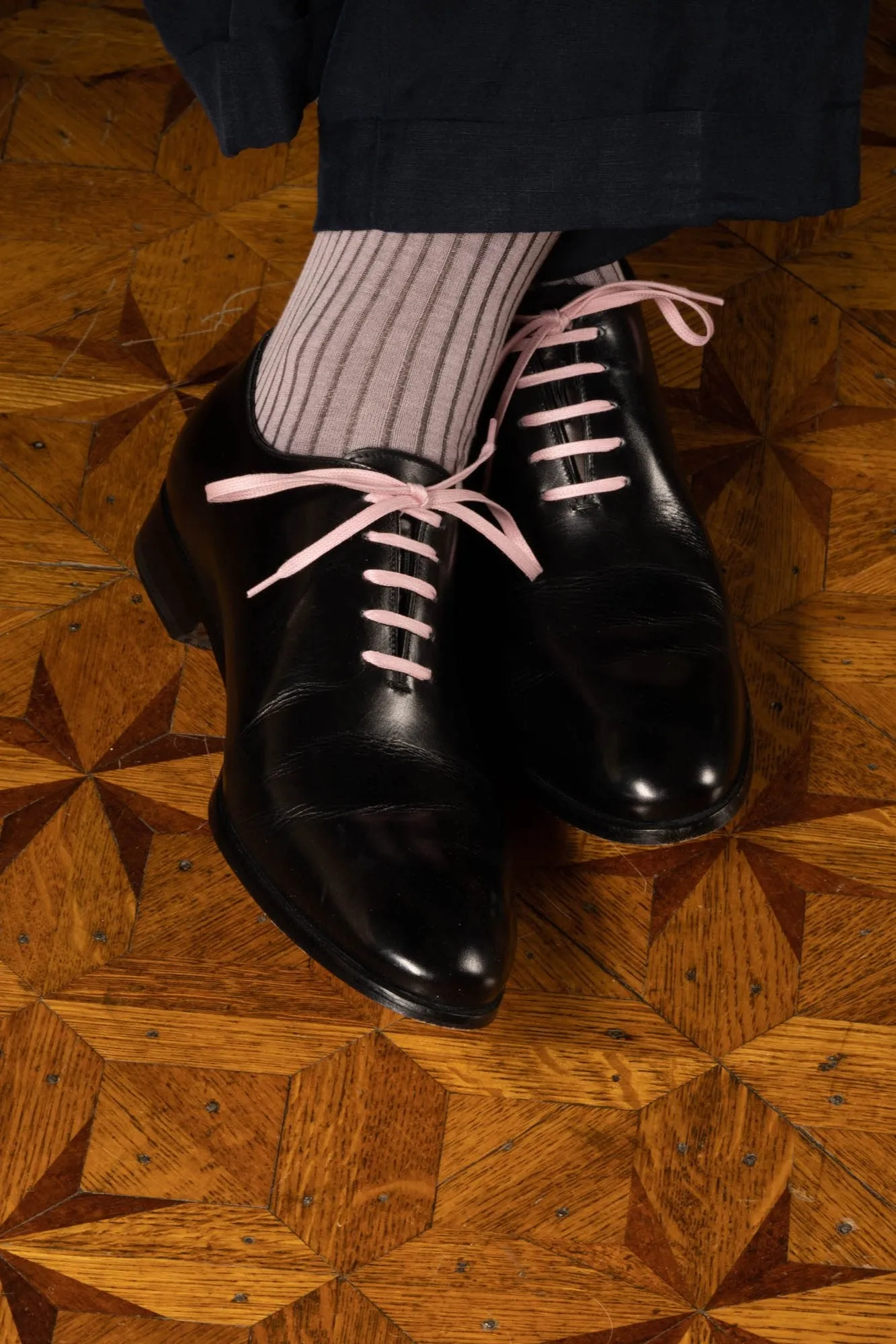 Flat Pale Pink Waxed Cotton Shoelaces