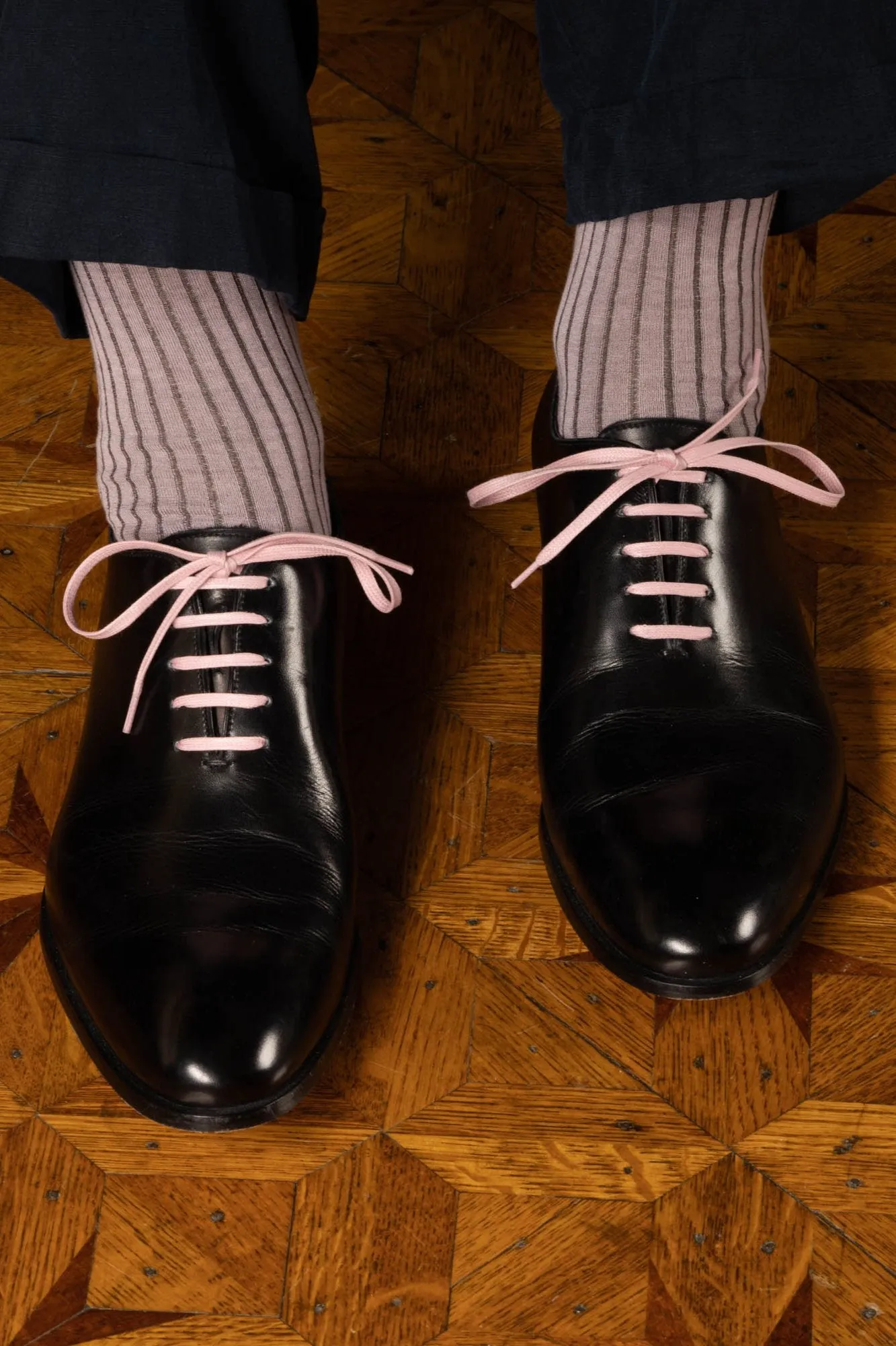 Flat Pale Pink Waxed Cotton Shoelaces