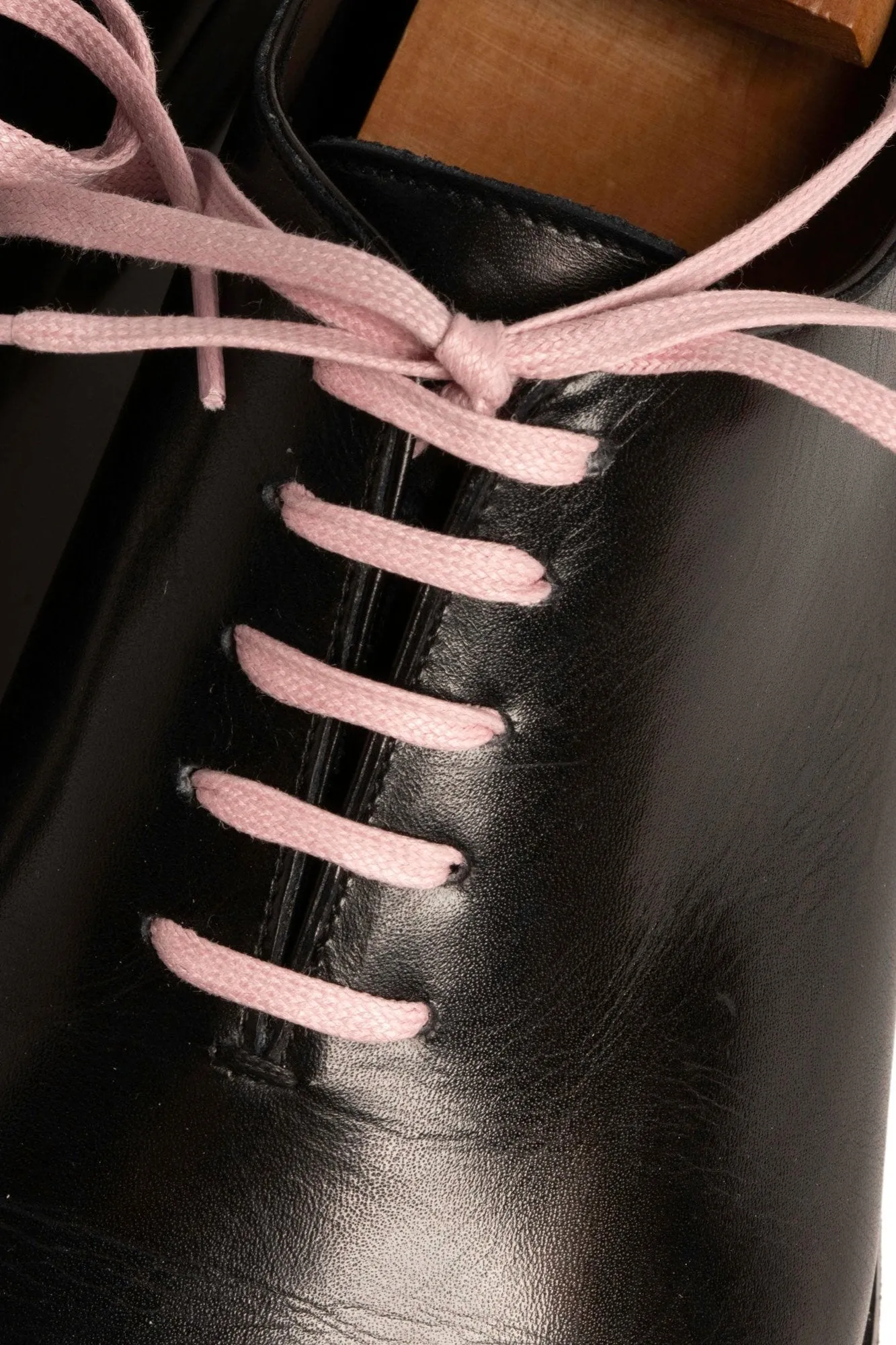 Flat Pale Pink Waxed Cotton Shoelaces