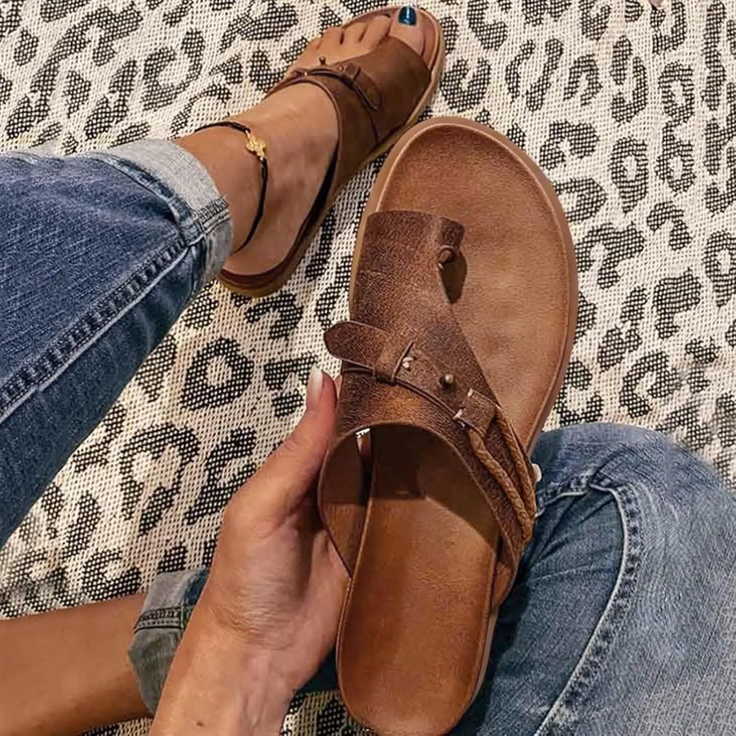 Flat Sandals for Women Comfortable Orthopedic Sandals Flip Flops Dressy Summer Beach Shoes