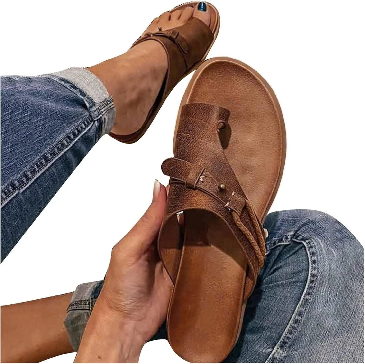 Flat Sandals for Women Comfortable Orthopedic Sandals Flip Flops Dressy Summer Beach Shoes