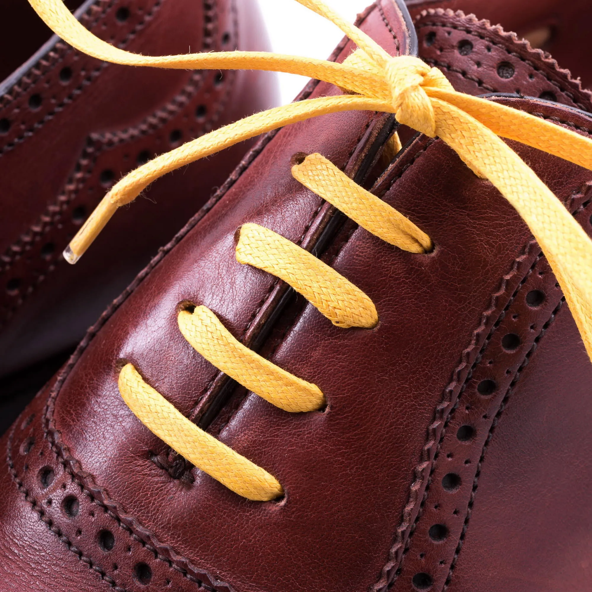 Flat Yellow Waxed Cotton Shoelaces