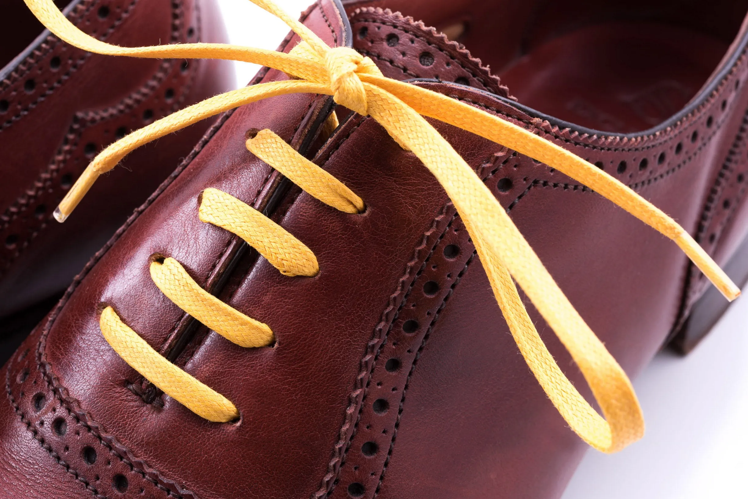 Flat Yellow Waxed Cotton Shoelaces