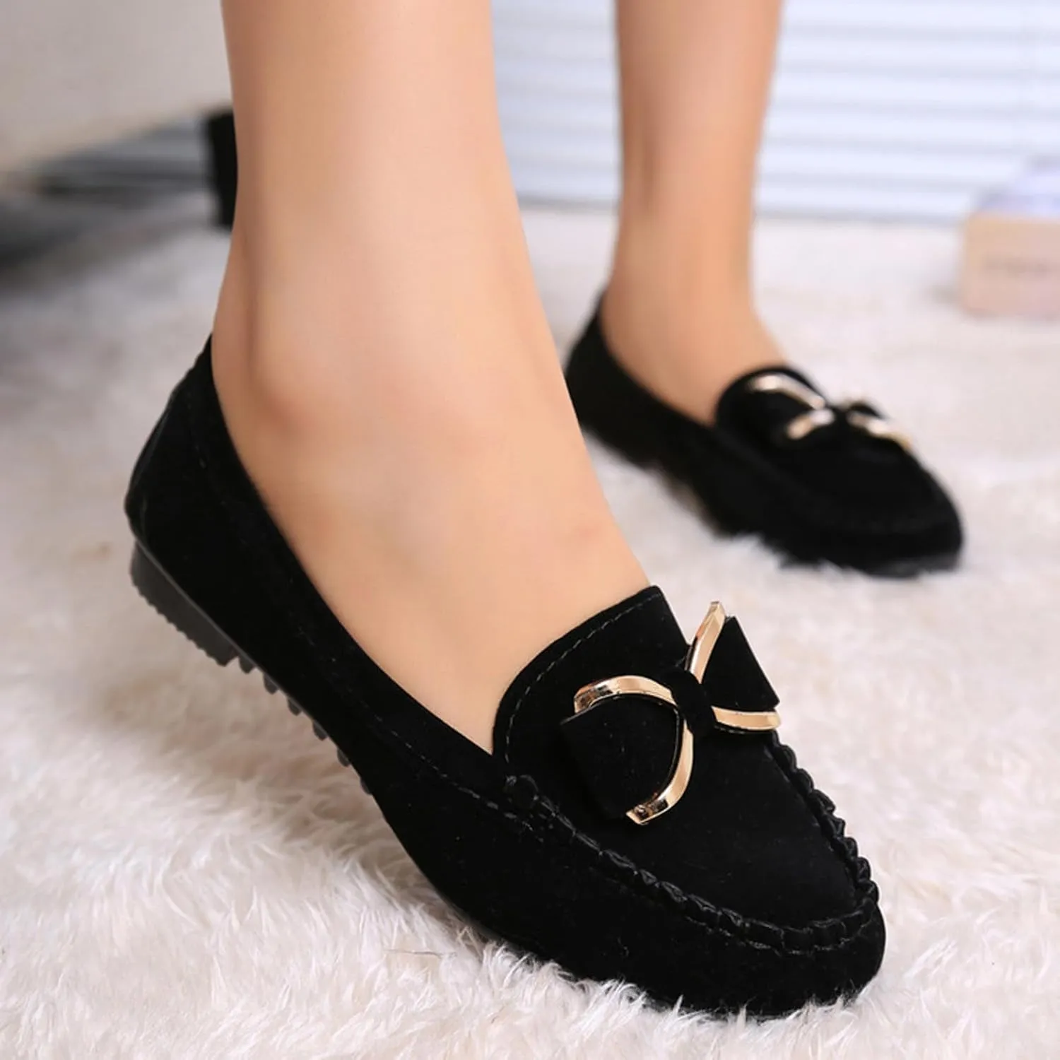 Flats for Women Wide Feet Dressy Ballet Shoes with Bow 2025, Women's Casual Shoes Solid Color Simple Arch Support Slip on Flats