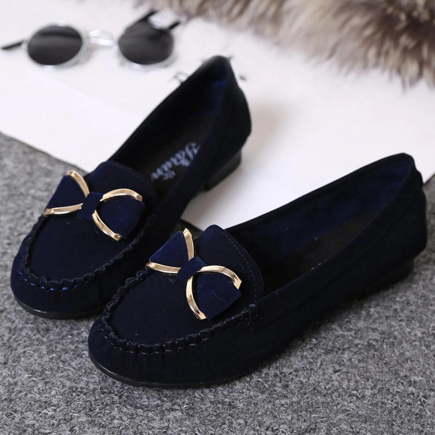 Flats for Women Wide Feet Dressy Ballet Shoes with Bow 2025, Women's Casual Shoes Solid Color Simple Arch Support Slip on Flats