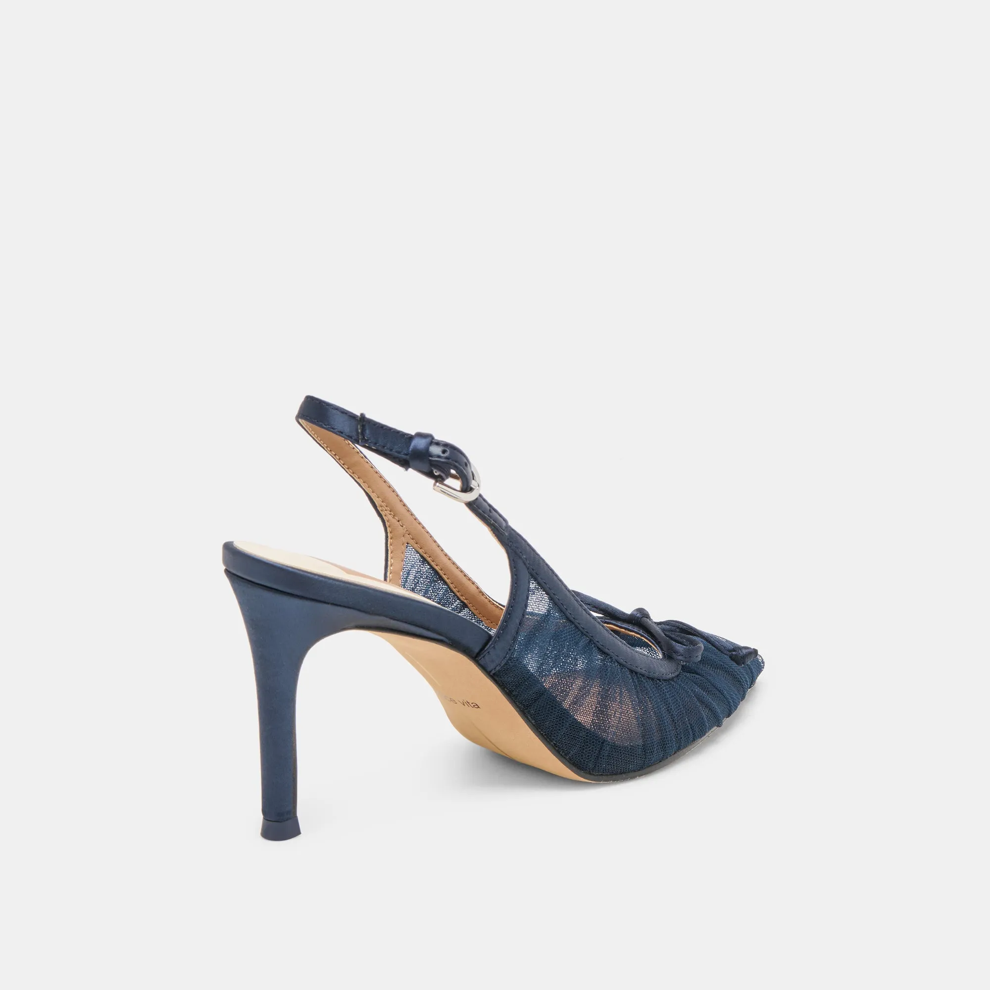 YELA HEELS NAVY TULLE Zip Close
