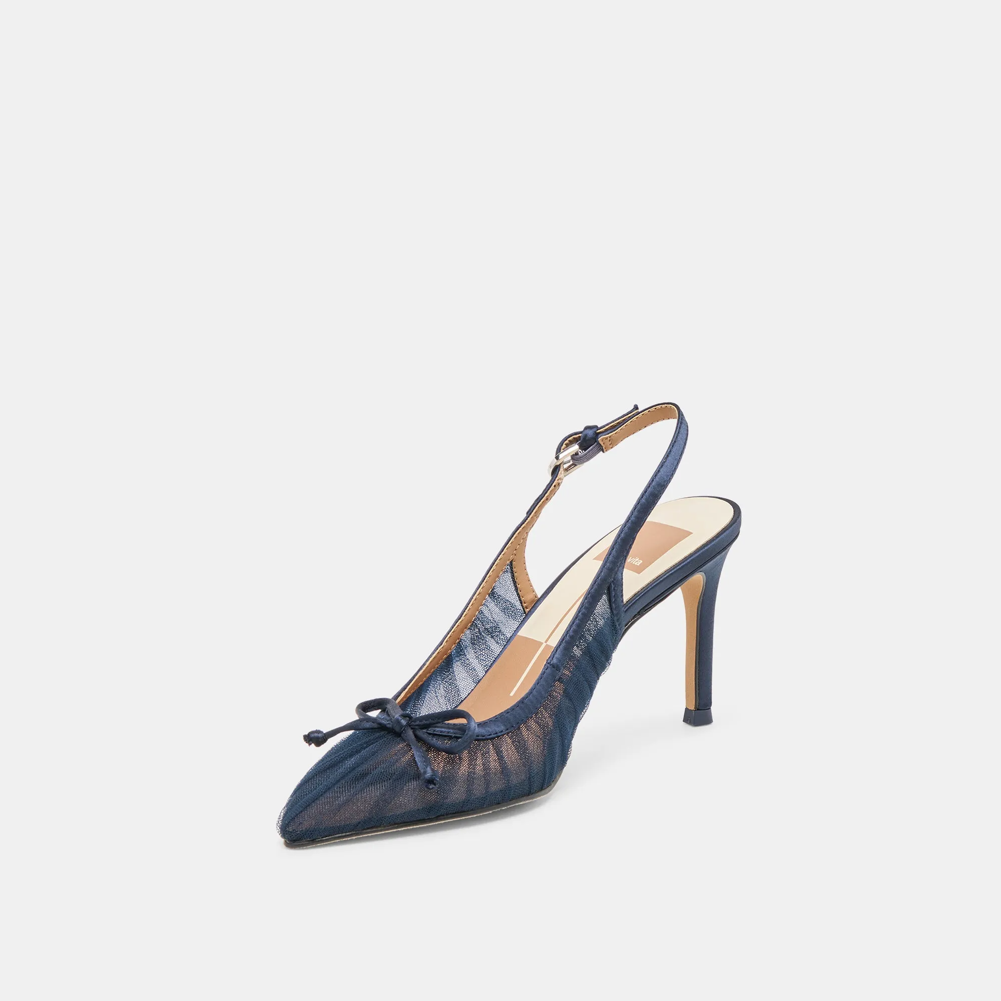 YELA HEELS NAVY TULLE Sleek Heels