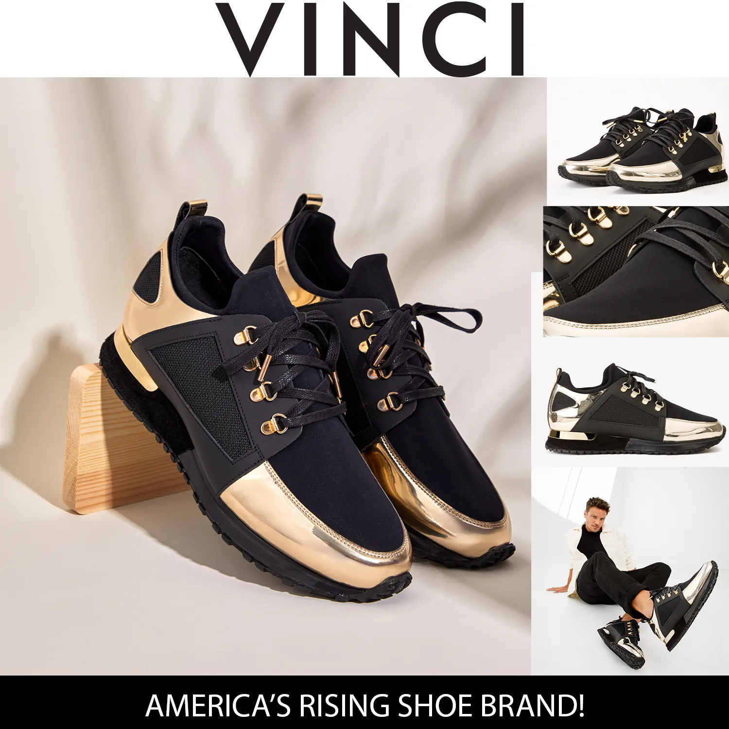 The Emir Gold Leather Men Sneaker Limited Edition Street Motion Temperature Regulating Liner