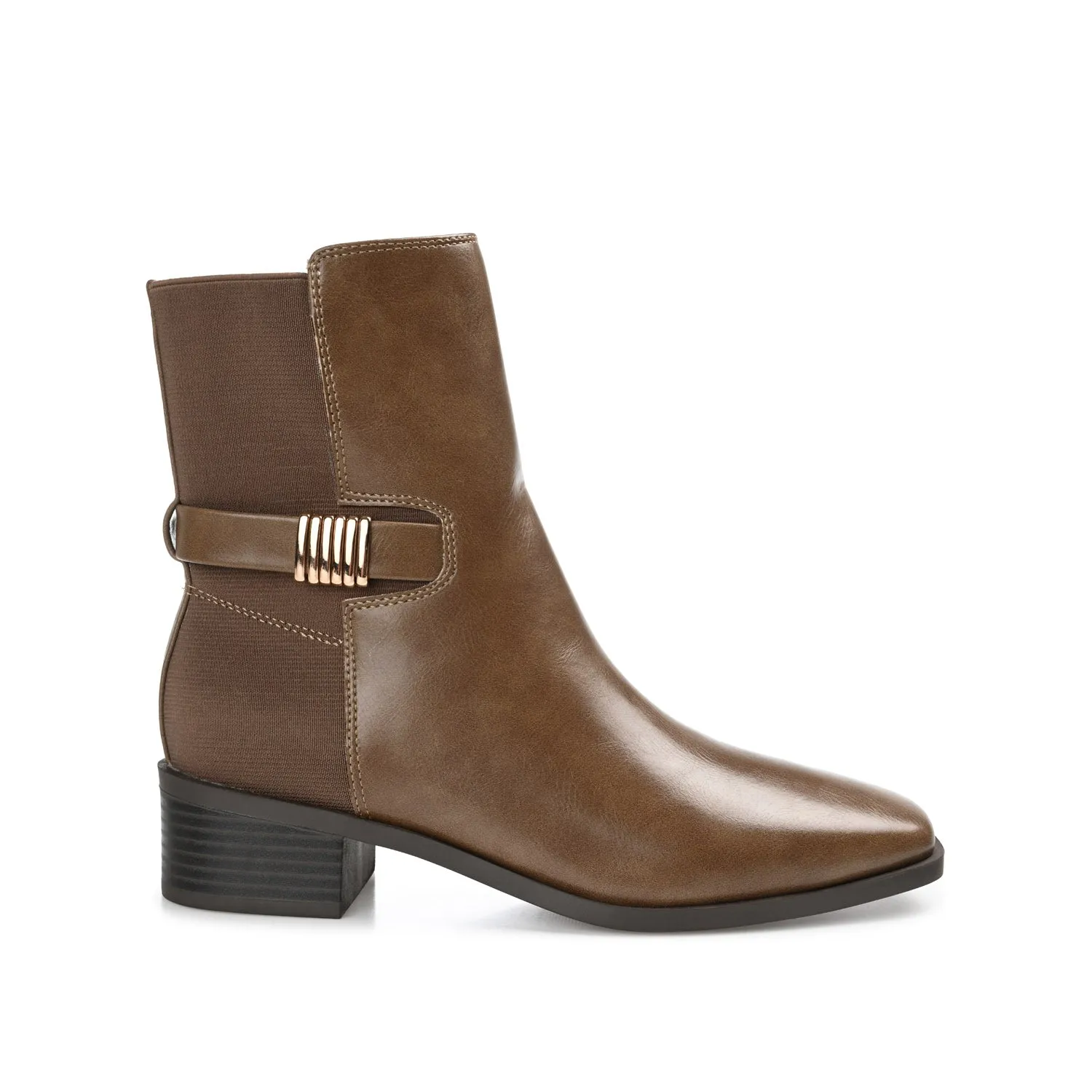 Solid Stitching AUBRIE SQUARE TOE BOOTIES IN VEGAN LEATHER