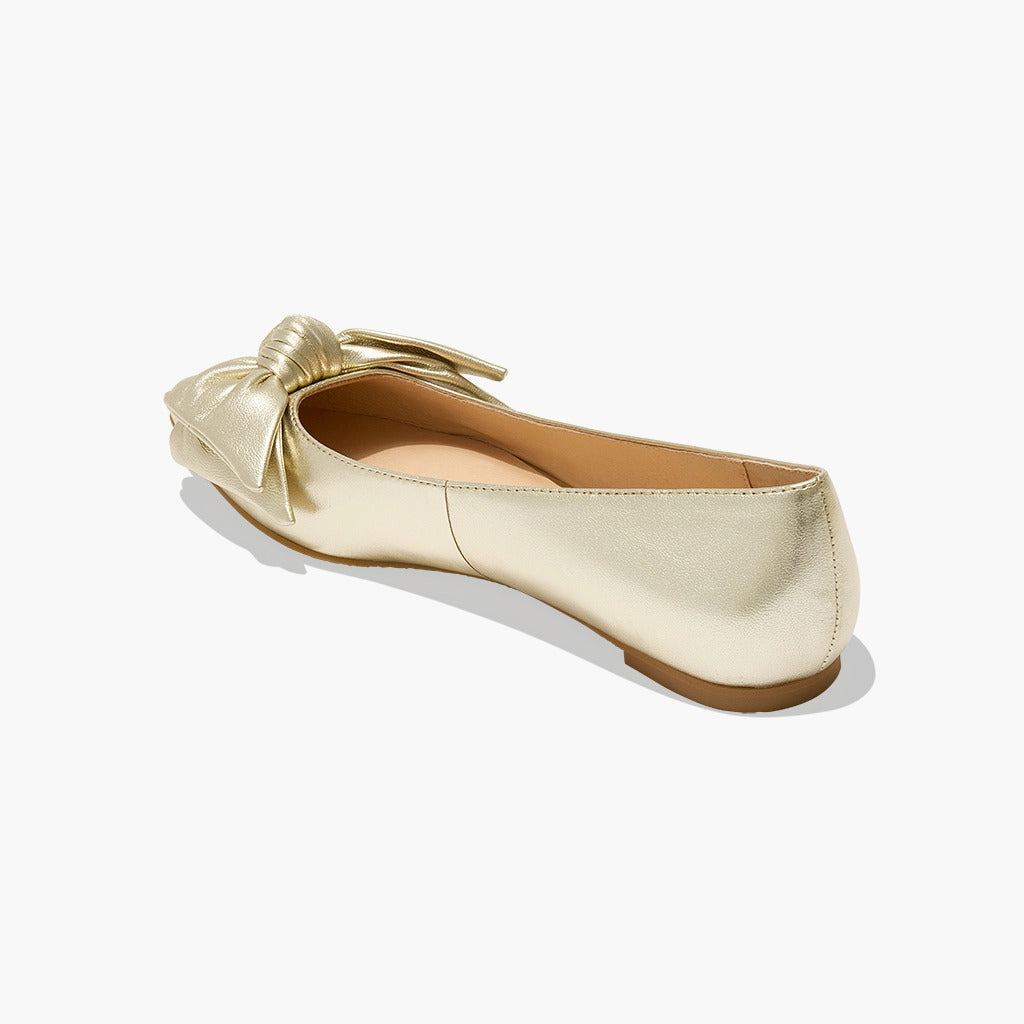 Padded Breathable Ventilation Debra Leather Bow Ballet Flat