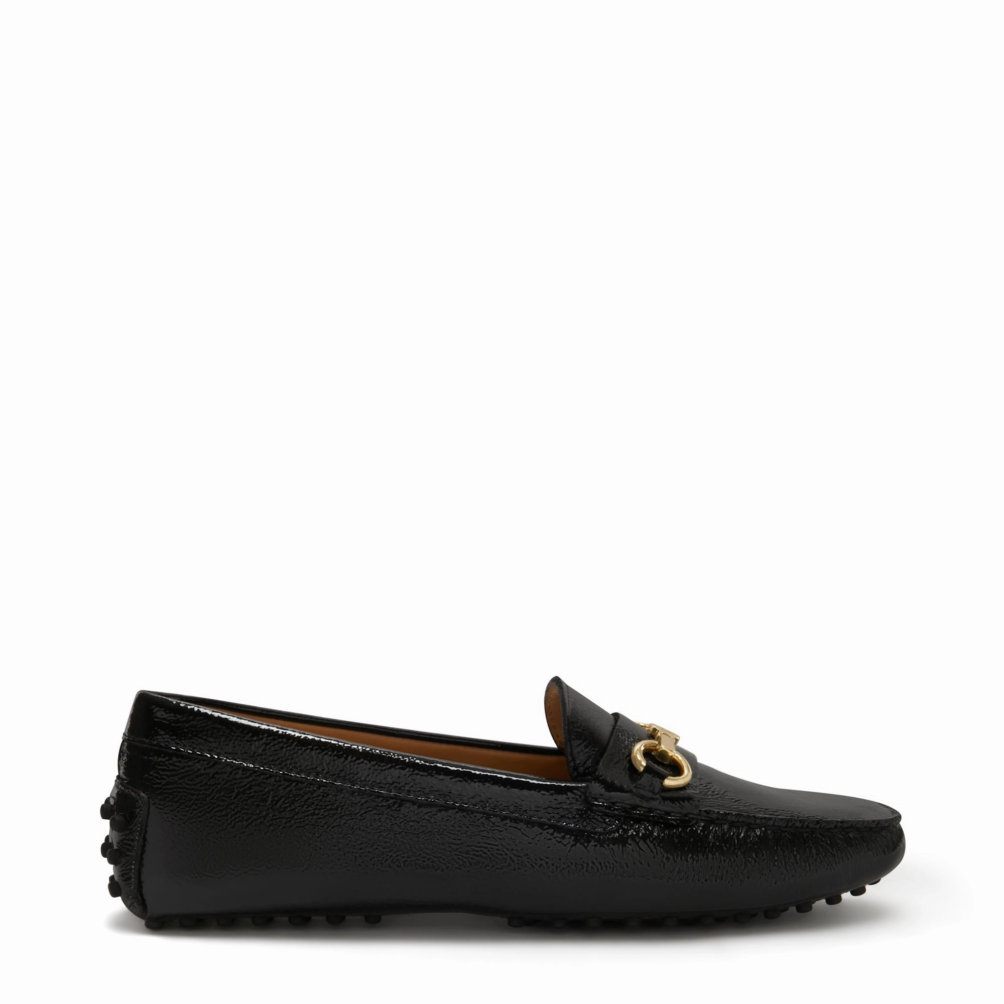 Vend?me Marie black calfskin patent leather moccasins Supportive Heel Counter Grippy Tread Pattern