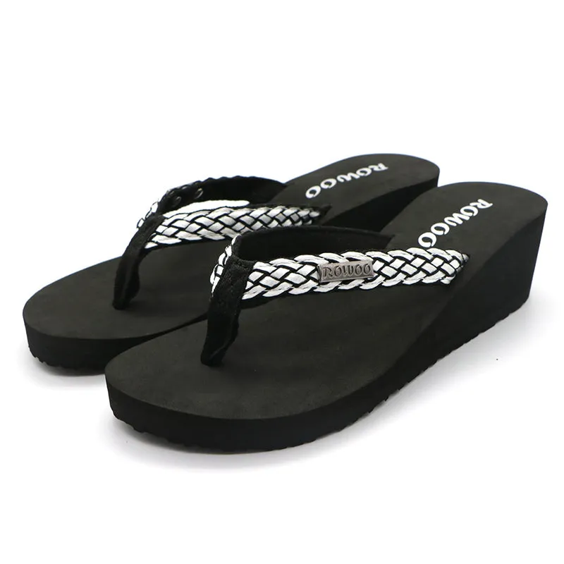 Flip Flops for Women Ribbon Platform Wedge Comfort Thong Sandal