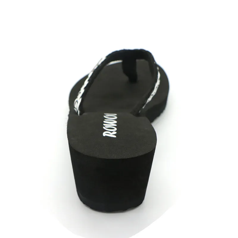 Flip Flops for Women Ribbon Platform Wedge Comfort Thong Sandal
