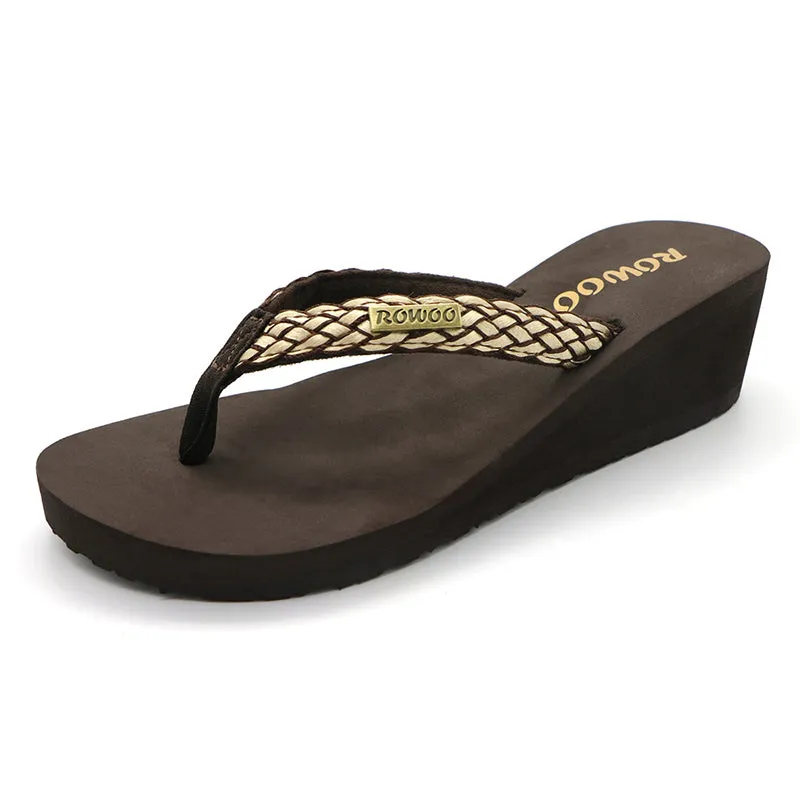 Flip Flops for Women Ribbon Platform Wedge Comfort Thong Sandal