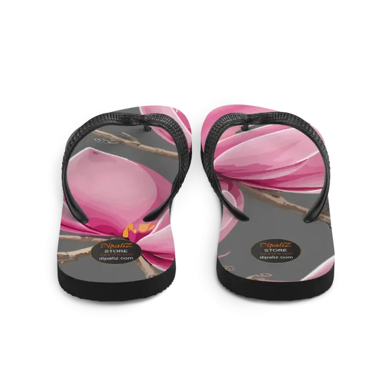 Flirty Pink Magnolias Rubber Sole Flip Flops