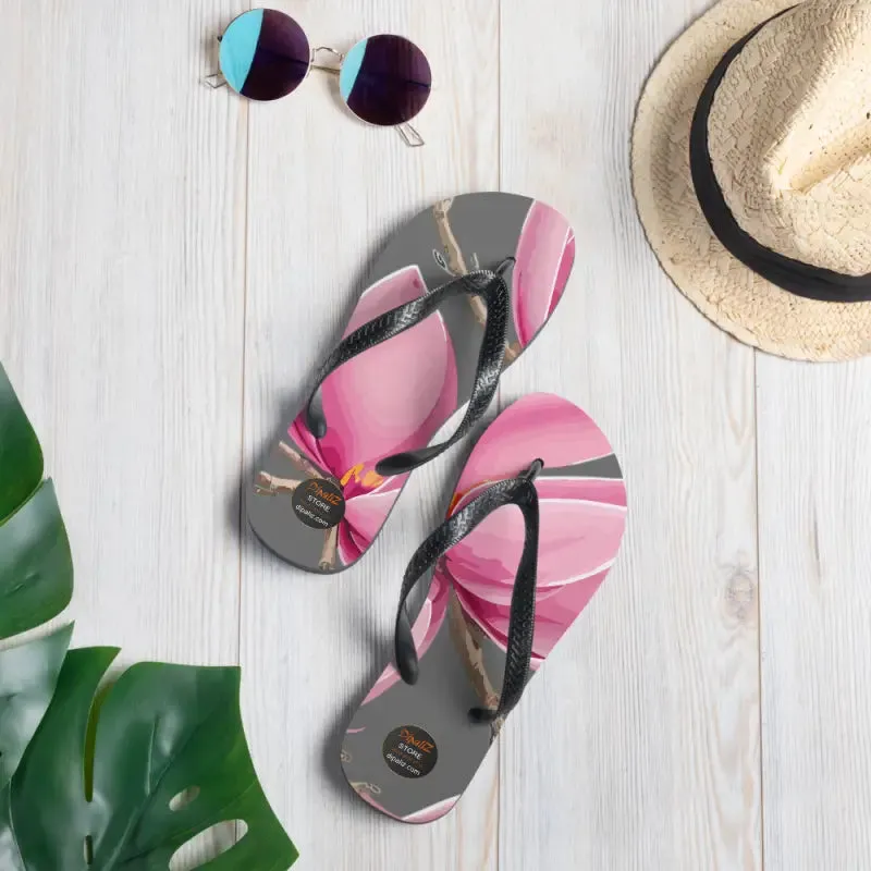 Flirty Pink Magnolias Rubber Sole Flip Flops