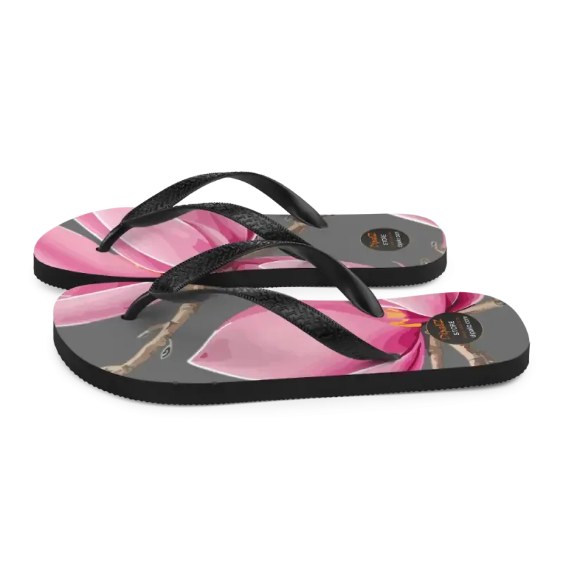 Flirty Pink Magnolias Rubber Sole Flip Flops
