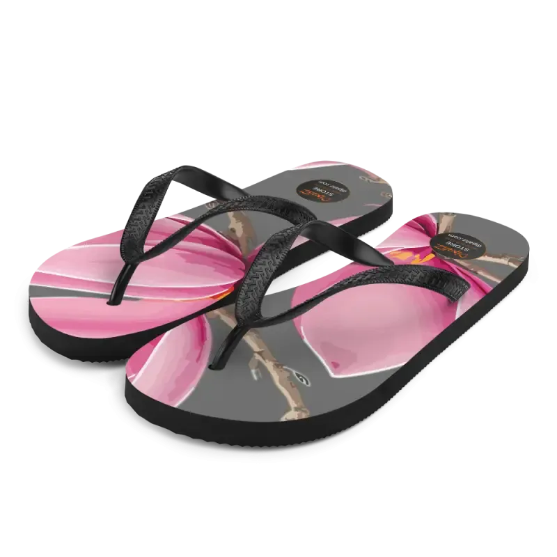 Flirty Pink Magnolias Rubber Sole Flip Flops