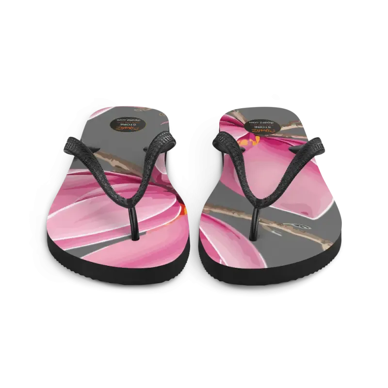 Flirty Pink Magnolias Rubber Sole Flip Flops