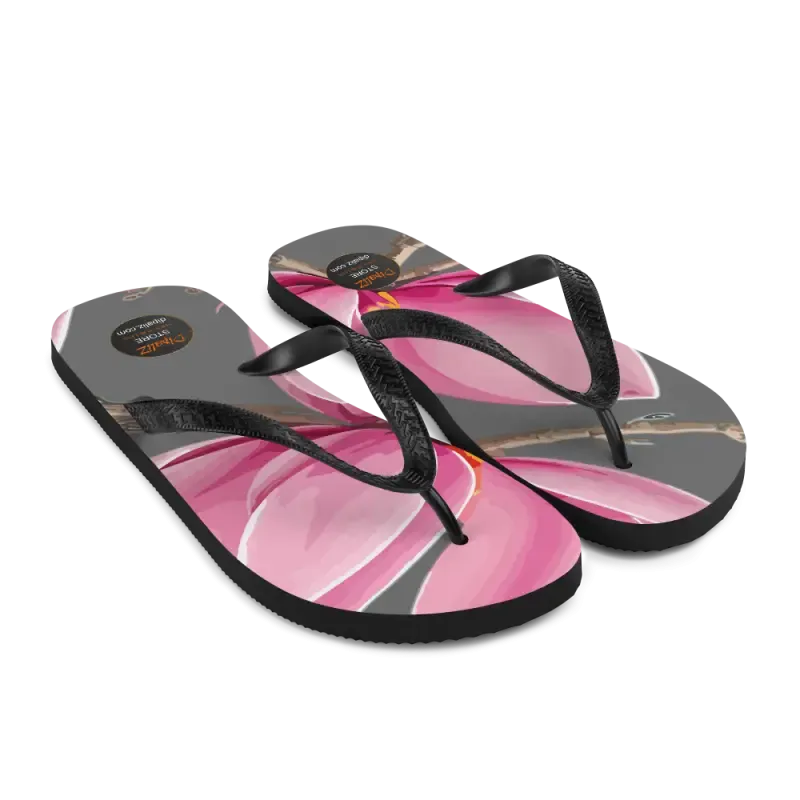 Flirty Pink Magnolias Rubber Sole Flip Flops