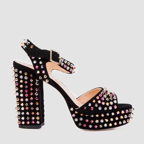 Seaside Stroll Active Day The Tampico Black Suede Leather Spike Platform Heel Women Sandal