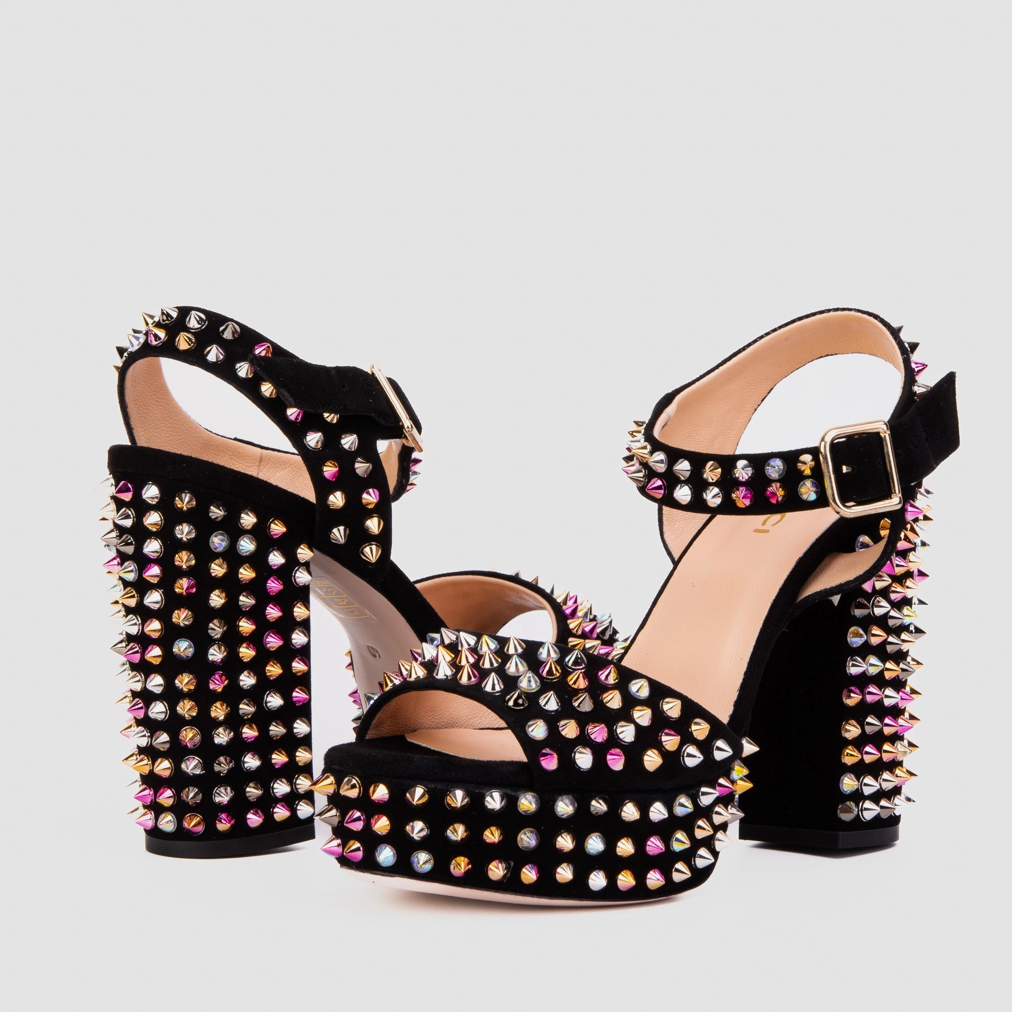 The Tampico Black Suede Leather Spike Platform Heel Women Sandal Coastal Trip Footwear for Summer