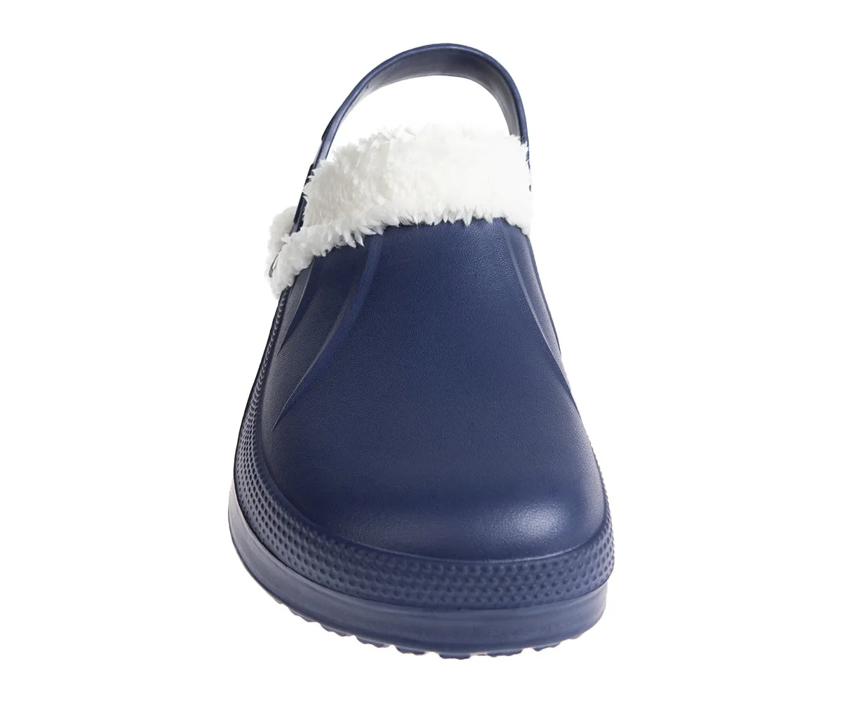 FOAMWALK Men's Comfy, Soft and Furry Solid Clogs with Sherpa Lining - Warm Light Fluffy Clogs for Men