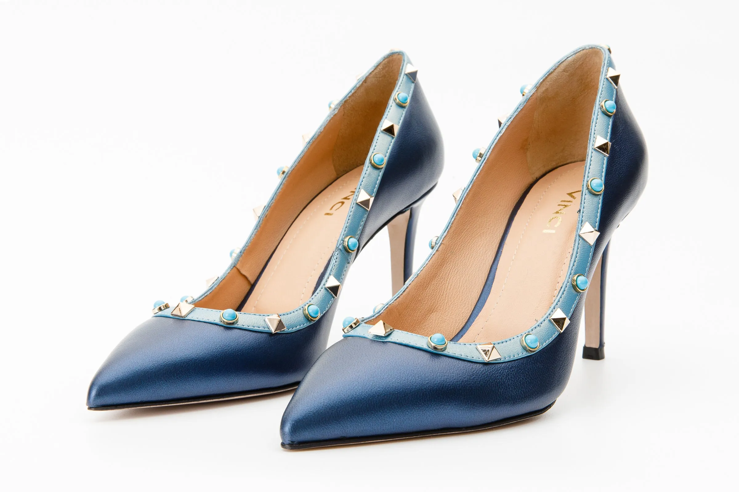Glittery Shine The Tikapur Blue Leather Pump Women Shoe