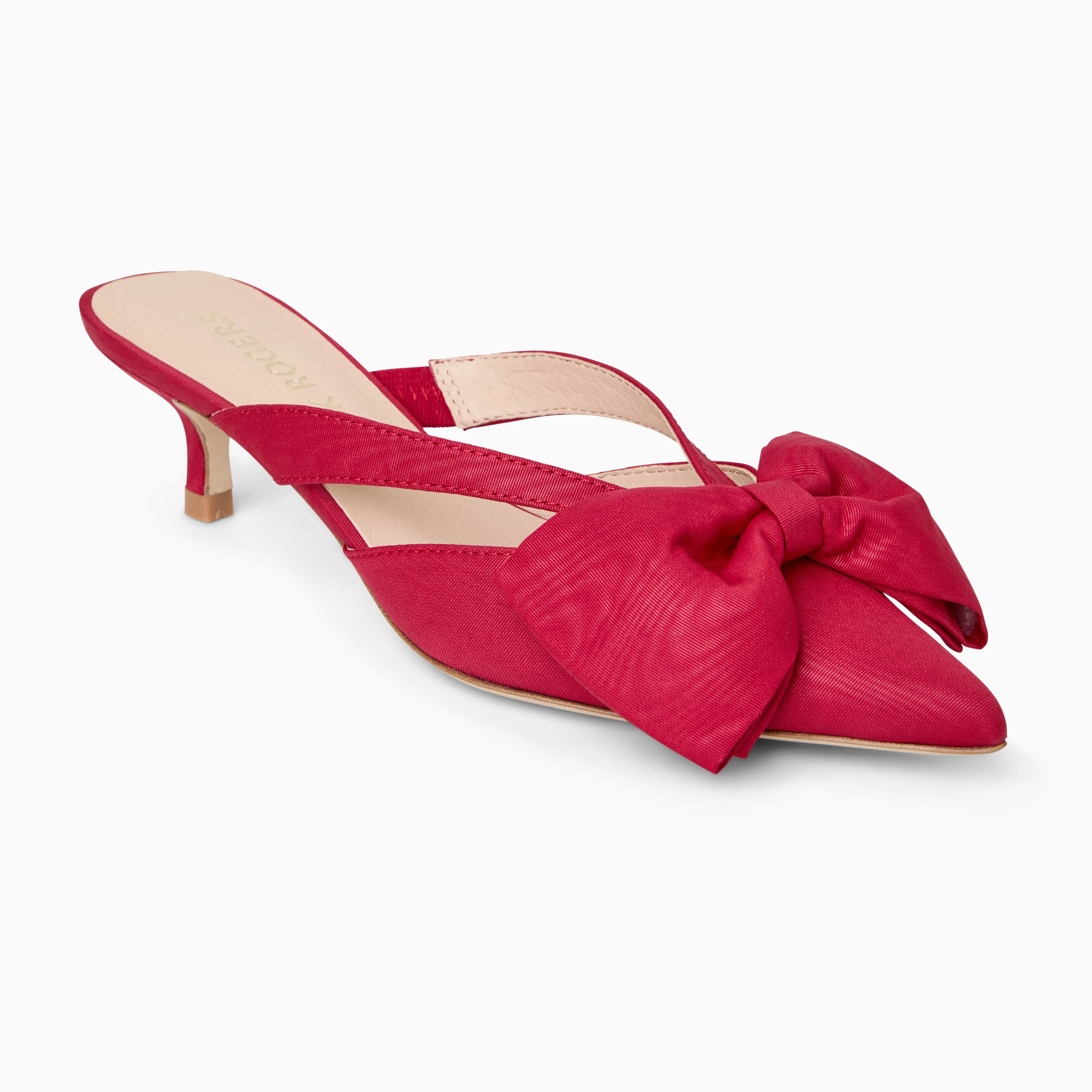 Sleek Pumps Cynthia Bow Fabric Kitten Heel Mule